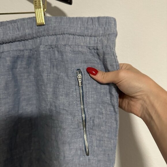 Athleta Cabo Linen Wide Leg Pants Women Size 26 Blue Vacation Lagenlook - Picture 4 of 9